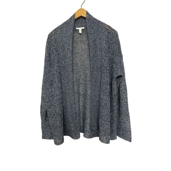 Eileen Fisher Blue Organic Linen Open Knit Cardigan Sweater L/G - Picture 1 of 8